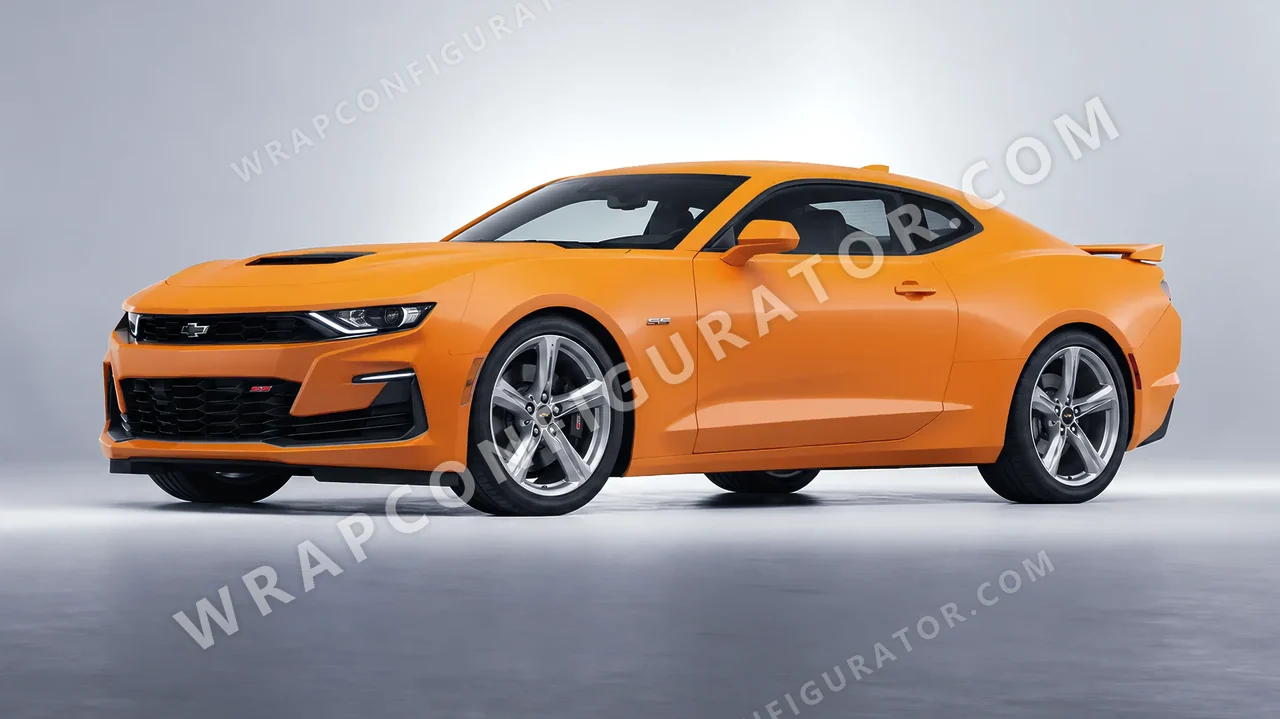 Orange Chevrolet Camaro SS 2020 wrapped in 3M Matte Orange M54