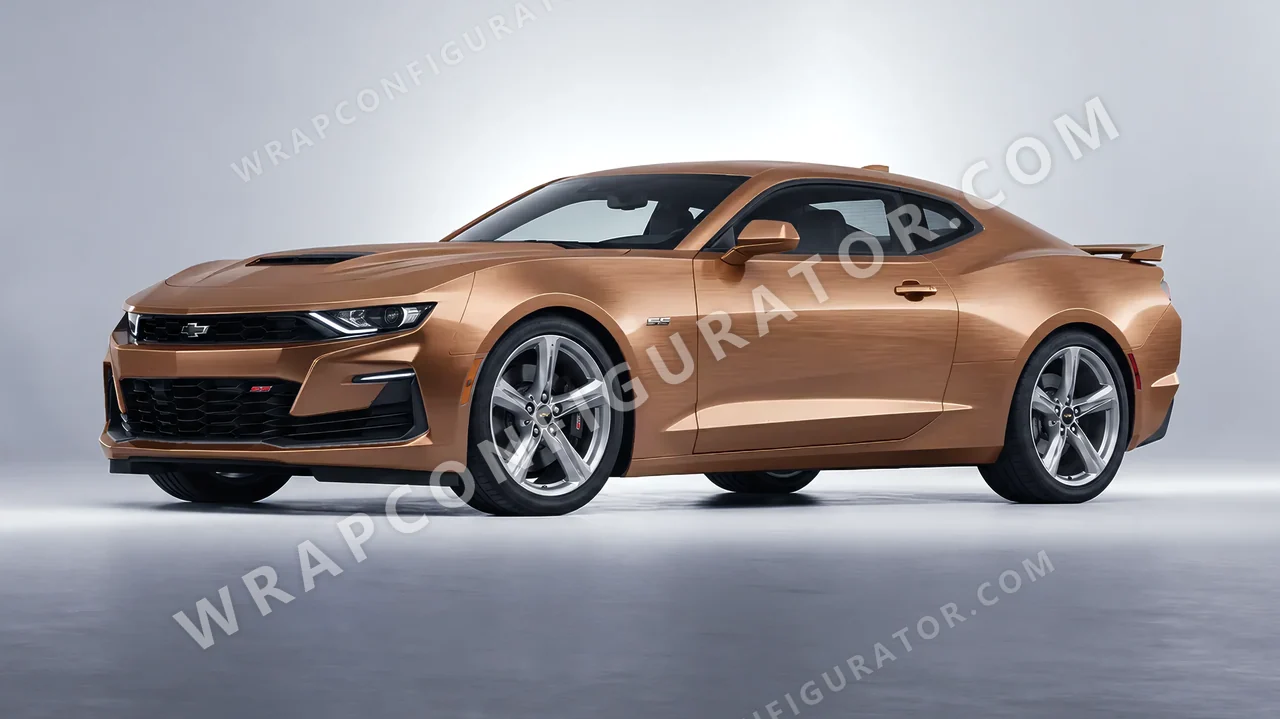 Orange Chevrolet Camaro SS 2020 wrapped in Avery Dennison Brushed Bronze SW900-933-X