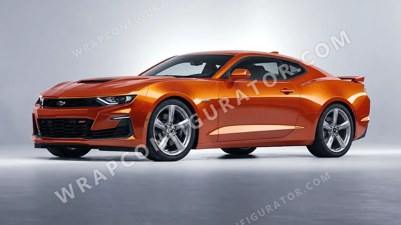 Orange Chevrolet Camaro SS 2020 wrapped in KPMF Ember Orange K75404