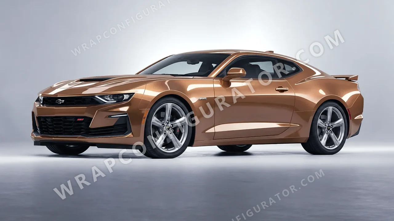 Orange Chevrolet Camaro SS 2020 wrapped in ORACAL Bronze Antique 970RA-921G