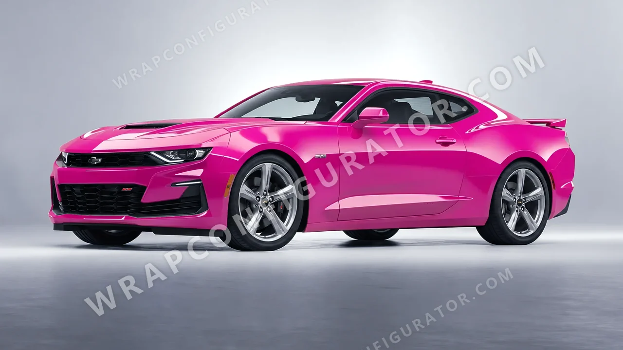 Pink Chevrolet Camaro SS 2020 wrapped in 3M Gloss Hot Pink G103