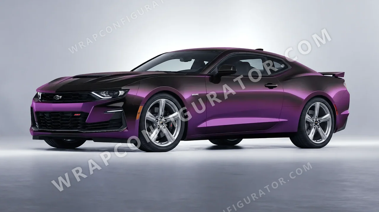 Purple Chevrolet Camaro SS 2020 wrapped in Colourshield PPF by HyperPro Ghost Black/Purple MSF06-P