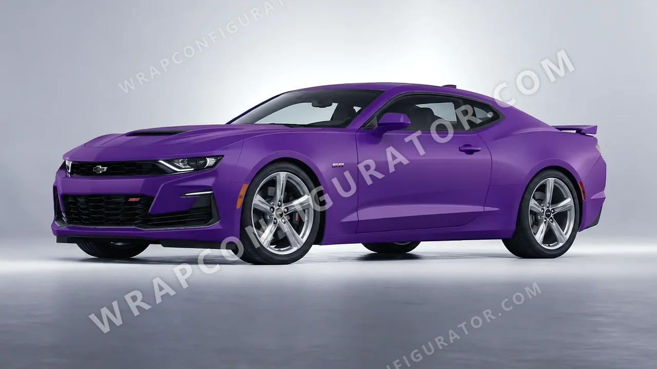 Purple Chevrolet Camaro SS 2020 wrapped in KPMF Absolute Matt Royal Amethyst K75803