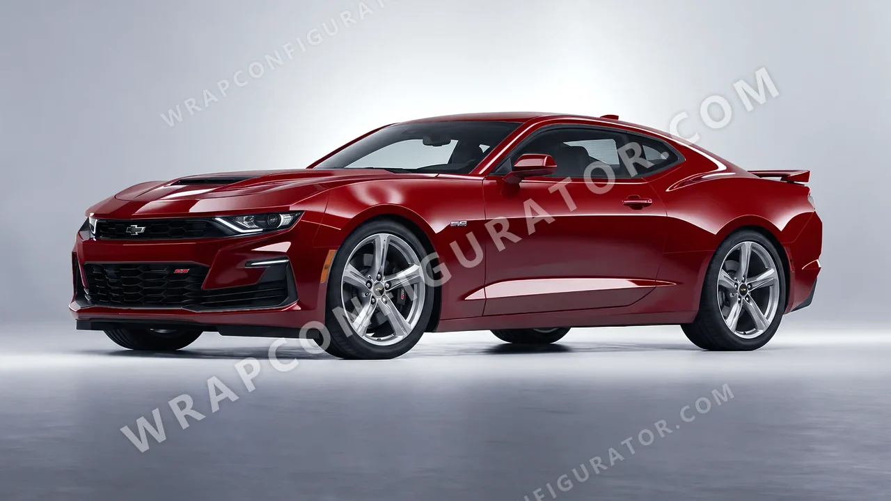 Red Chevrolet Camaro SS 2020 wrapped in 3M Gloss Dark Red G83