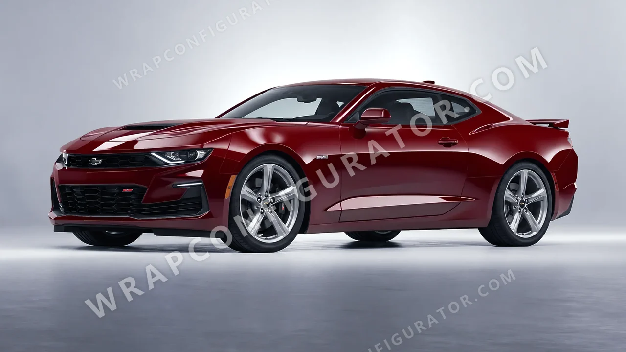 Red Chevrolet Camaro SS 2020 wrapped in Avery Dennison Burgundy SW900-475-O