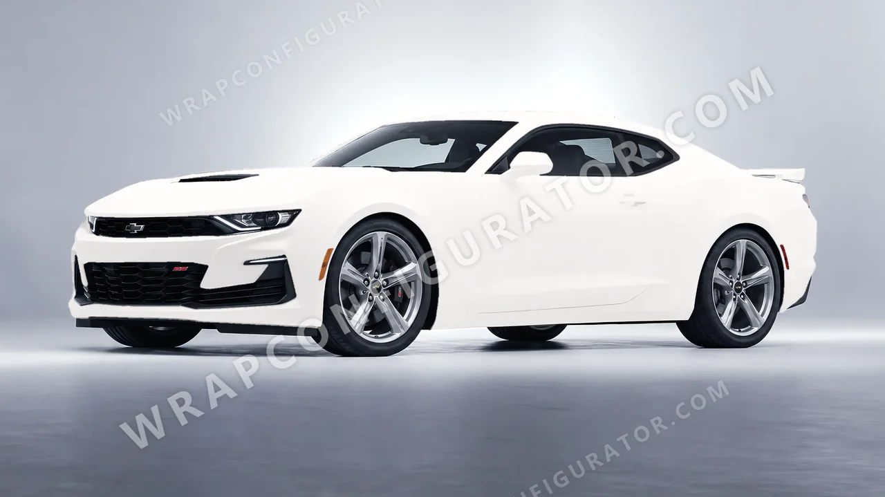 White Chevrolet Camaro SS 2020 wrapped in 3M Matte White M10
