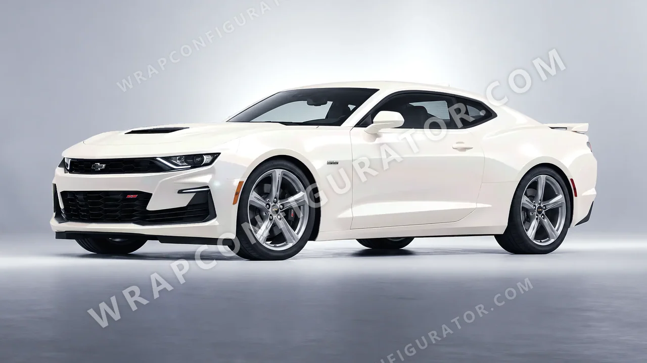 White Chevrolet Camaro SS 2020 wrapped in Avery Dennison Gloss White Pearl SW900-109-S