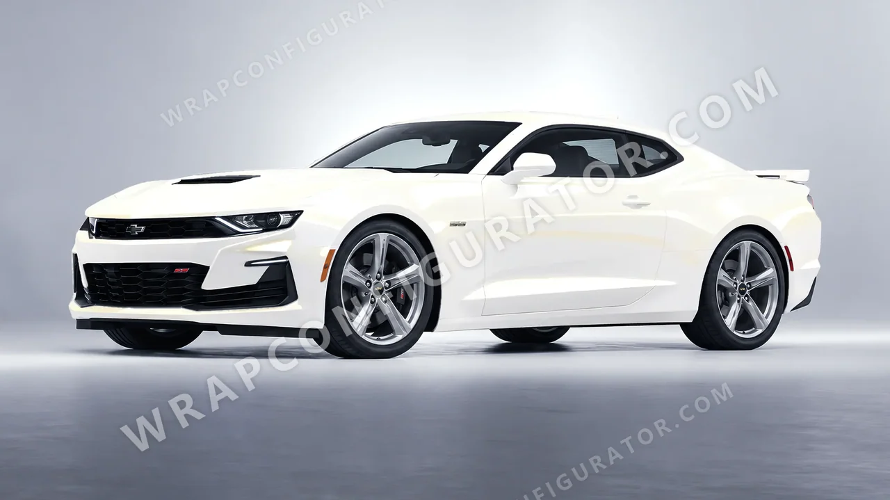 White Chevrolet Camaro SS 2020 wrapped in Colourshield PPF by HyperPro White/Gold CWF07-P