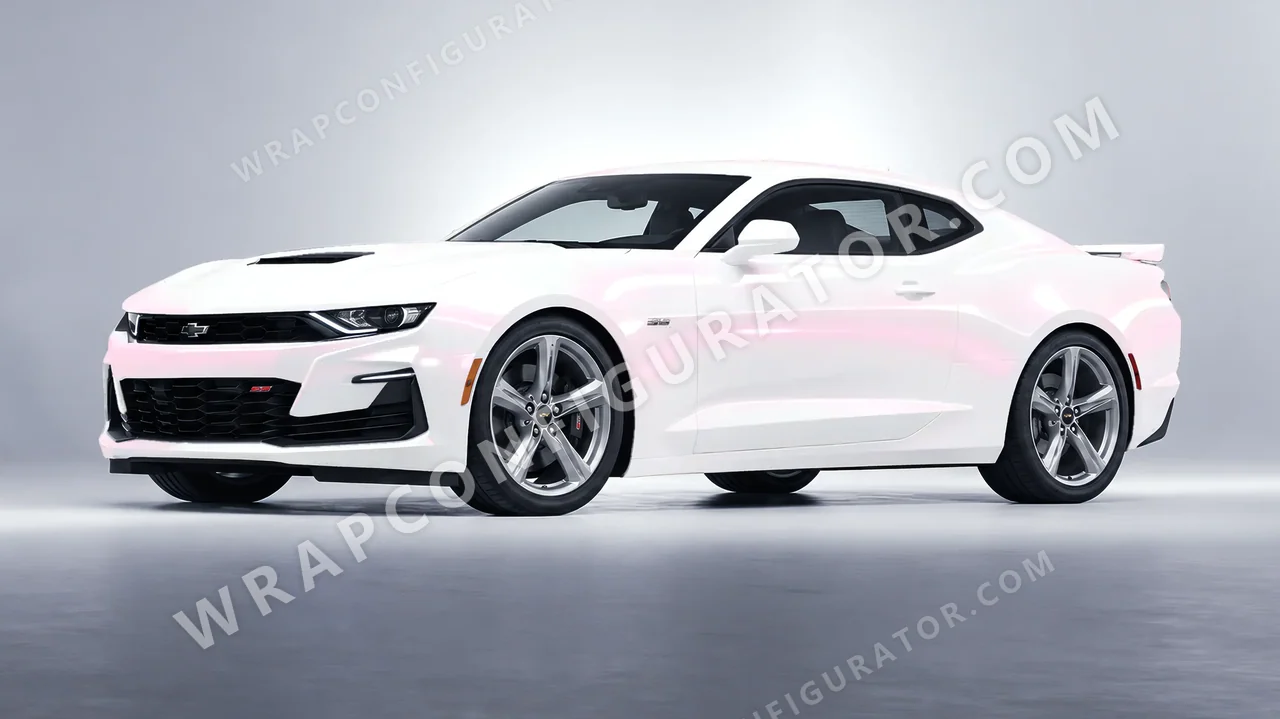 White Chevrolet Camaro SS 2020 wrapped in Colourshield PPF by HyperPro White/Pink SF001G-P