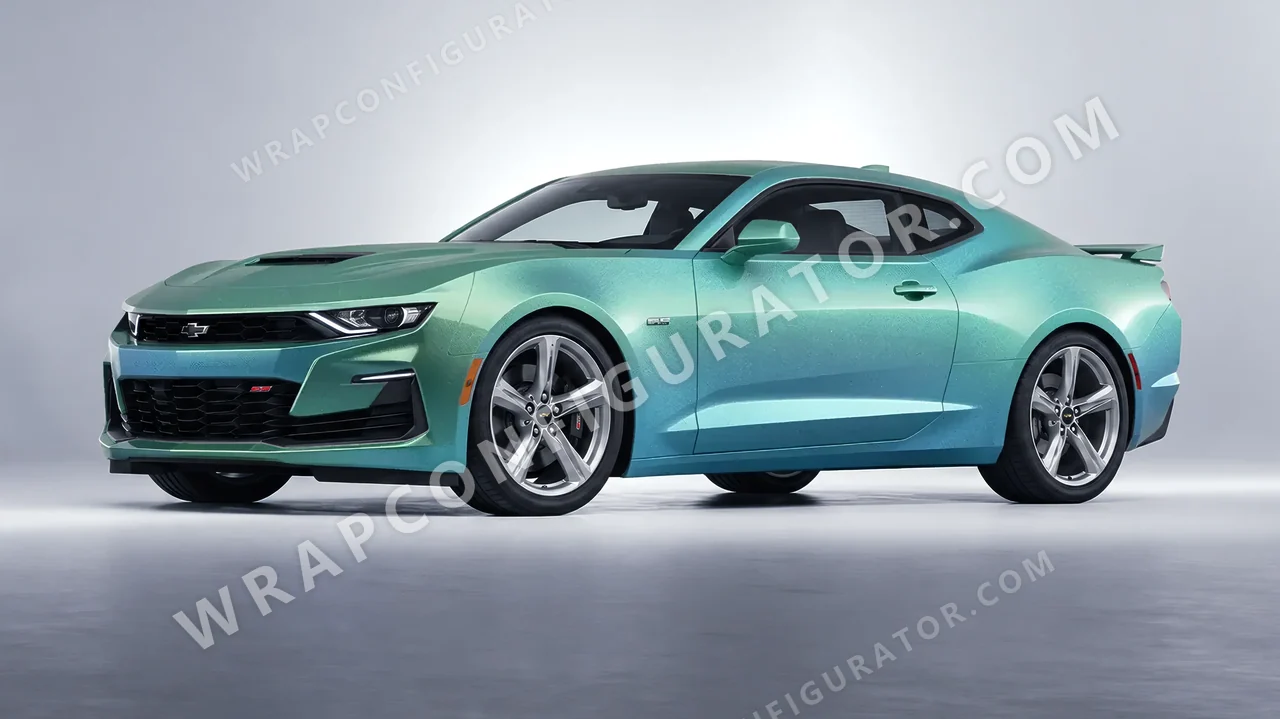 White Chevrolet Camaro SS 2020 wrapped in KPMF Arctic Borealis K75509
