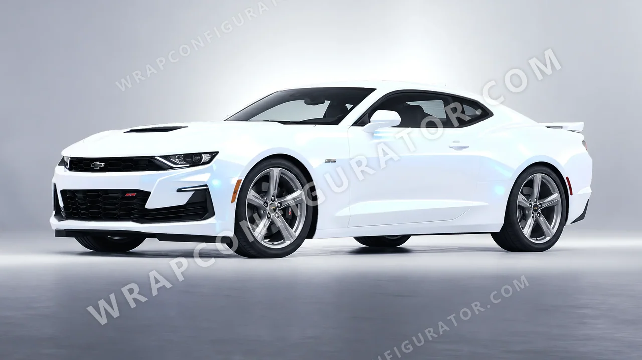 White Chevrolet Camaro SS 2020 wrapped in KPMF Blue White Pearlescent K75484