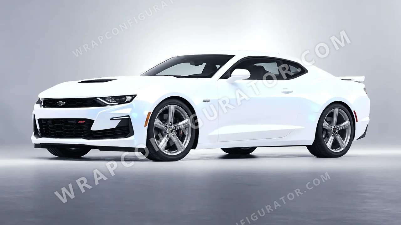 White Chevrolet Camaro SS 2020 wrapped in KPMF Matt Blue White Pearlescent K75584