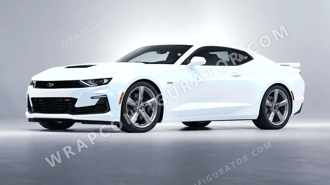 White Chevrolet Camaro SS 2020 wrapped in KPMF Matt Pacific Blue White Starlight K75576