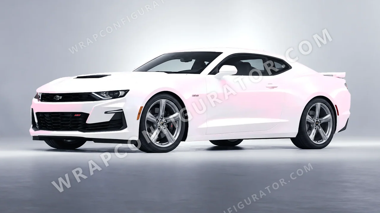 White Chevrolet Camaro SS 2020 wrapped in KPMF Matt Pink White Starlight K75574