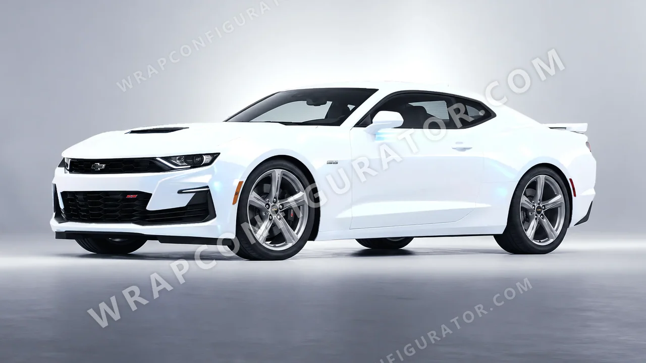 White Chevrolet Camaro SS 2020 wrapped in KPMF Pacific Blue White Starlight K75476