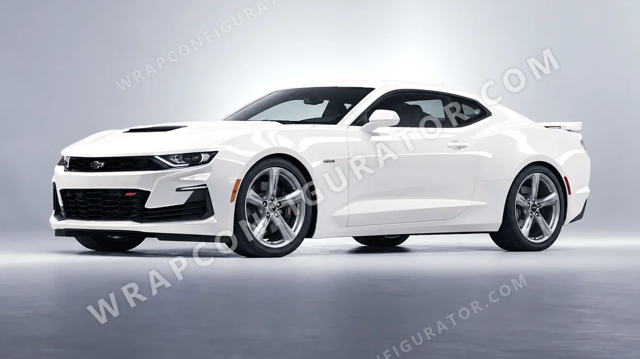 White Chevrolet Camaro SS 2020 wrapped in KPMF White K88011