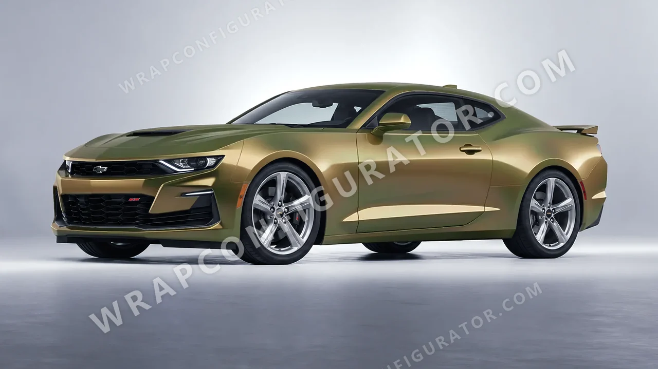 Yellow Chevrolet Camaro SS 2020 wrapped in 3M Golden Aurora SP264