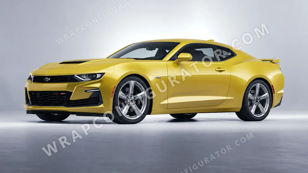 Yellow Chevrolet Camaro SS 2020 wrapped in 3M Satin Bitter Yellow S335