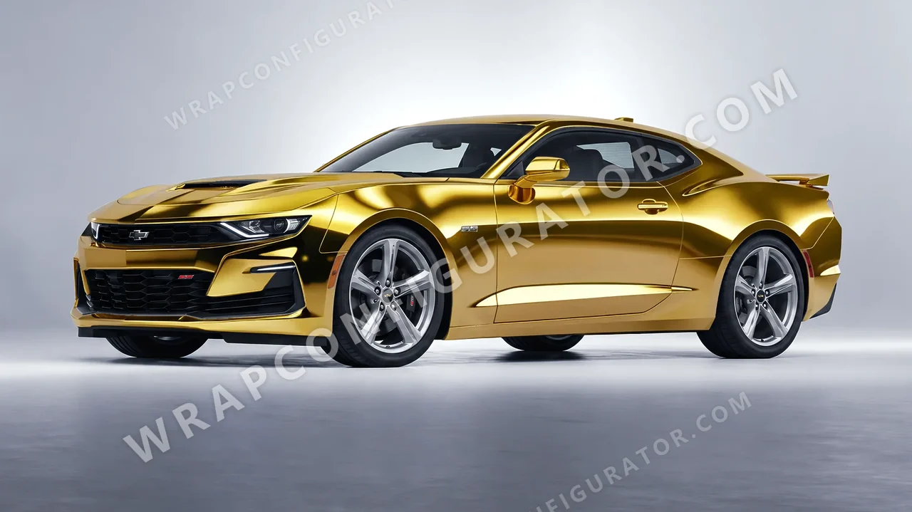 Yellow Chevrolet Camaro SS 2020 wrapped in Avery Dennison Gold SF100-604-S