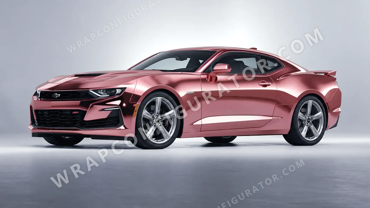 Yellow Chevrolet Camaro SS 2020 wrapped in Avery Dennison Rose Gold SF100-211-S