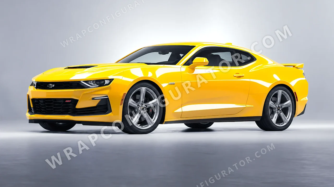 Yellow Chevrolet Camaro SS 2020 wrapped in Inozetek Dynamic PPF Sunflower Yellow DPPF921