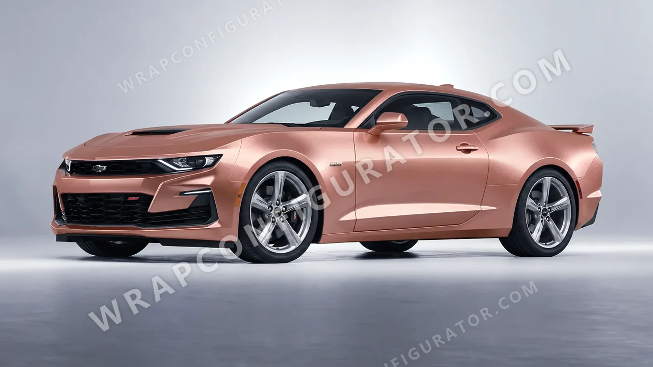 Yellow Chevrolet Camaro SS 2020 wrapped in KPMF Rose Gold K75555