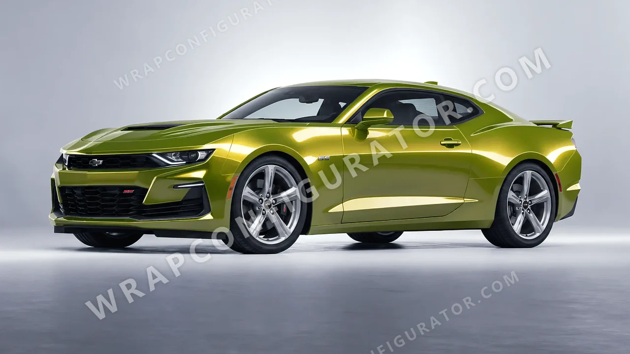 Yellow Chevrolet Camaro SS 2020 wrapped in KPMF Solar Flash K75409