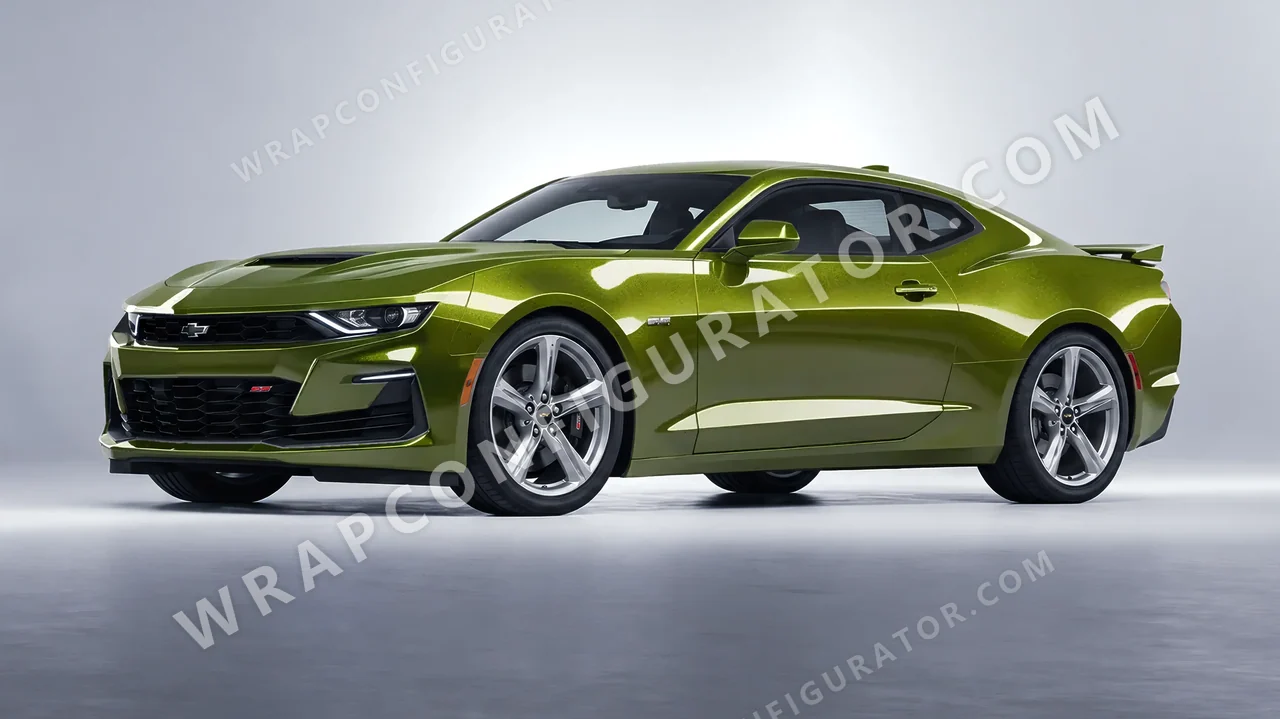 Yellow Chevrolet Camaro SS 2020 wrapped in KPMF Verde Solaris K75439