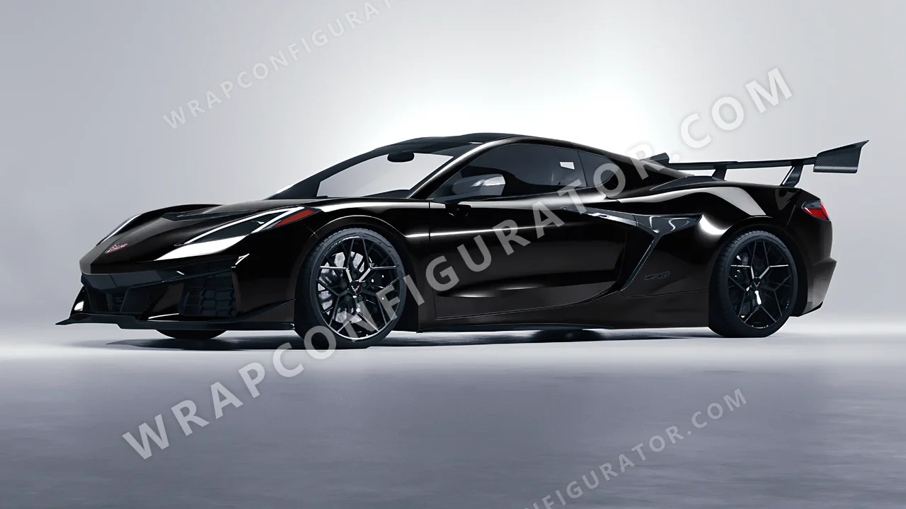Black Chevrolet Corvette ZR1 2025 wrapped in 3M Black HG12