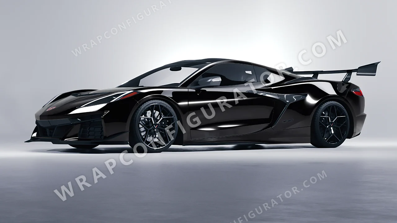 Black Chevrolet Corvette ZR1 2025 wrapped in 3M Black HG212
