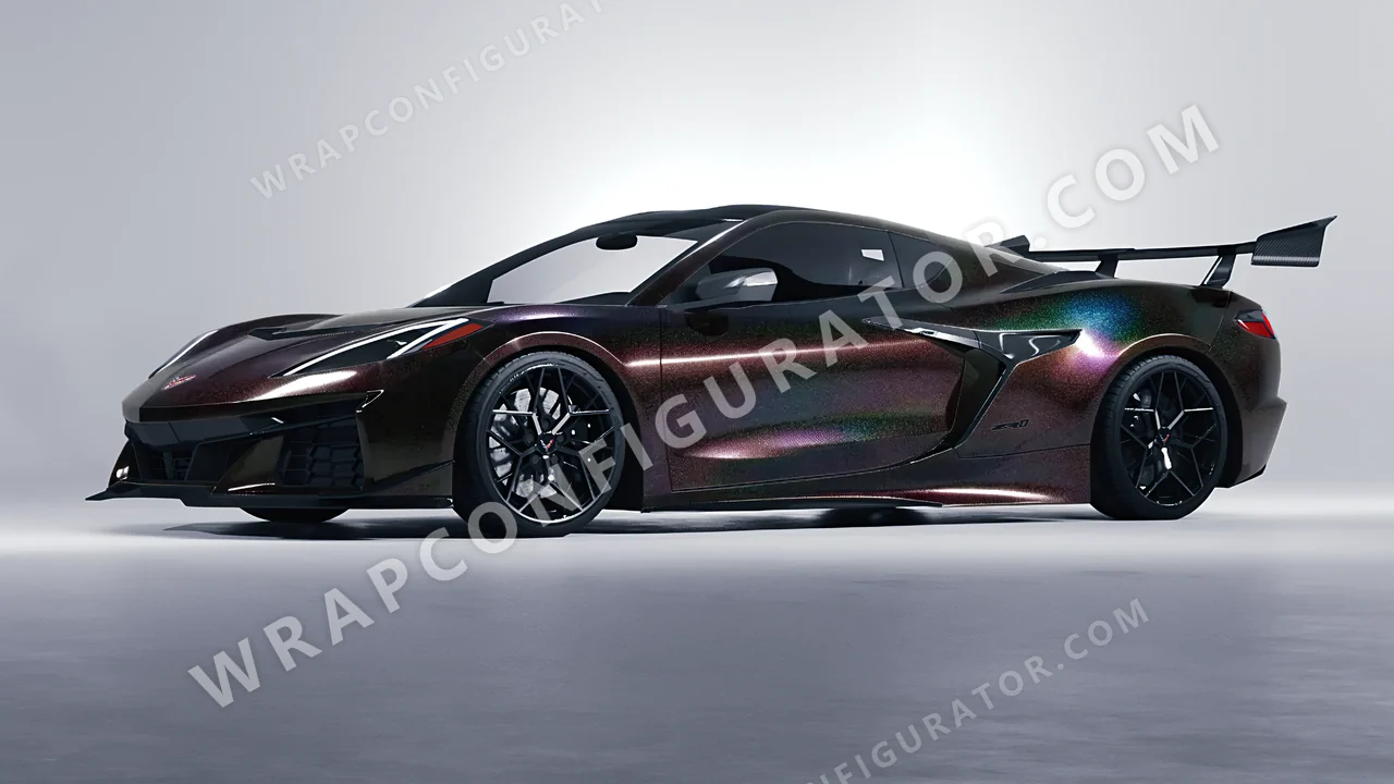 Black Chevrolet Corvette ZR1 2025 wrapped in 3M Black Psychedelic HGP221