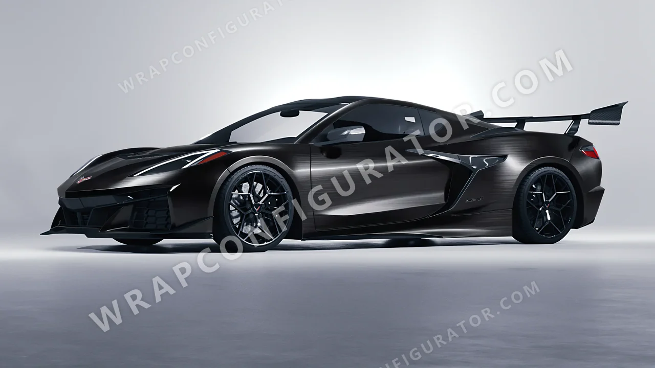 Black Chevrolet Corvette ZR1 2025 wrapped in 3M Brushed Black Metallic BR212