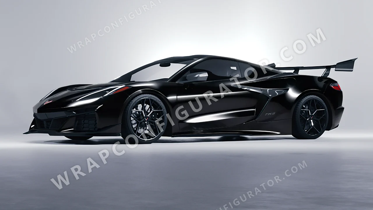 Black Chevrolet Corvette ZR1 2025 wrapped in 3M Gloss Black G12