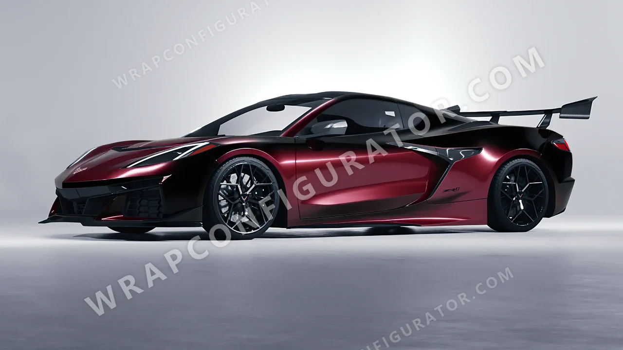 Black Chevrolet Corvette ZR1 2025 wrapped in 3M Gloss Black Rose GP99