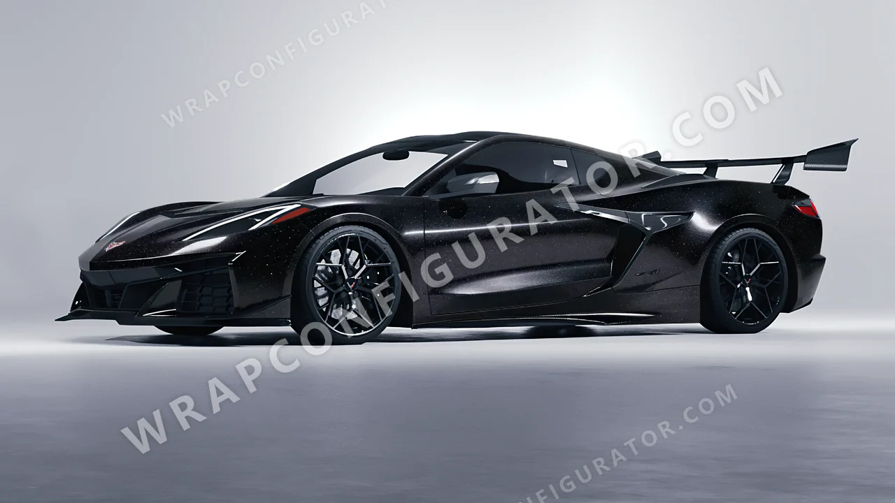 Black Chevrolet Corvette ZR1 2025 wrapped in 3M Gloss Galaxy Black GP292