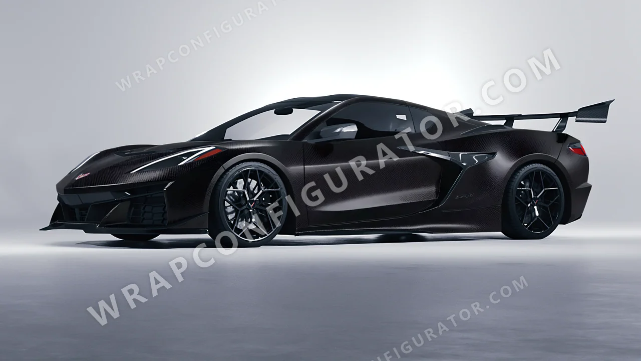 Black Chevrolet Corvette ZR1 2025 wrapped in 3M Matrix Black MX12
