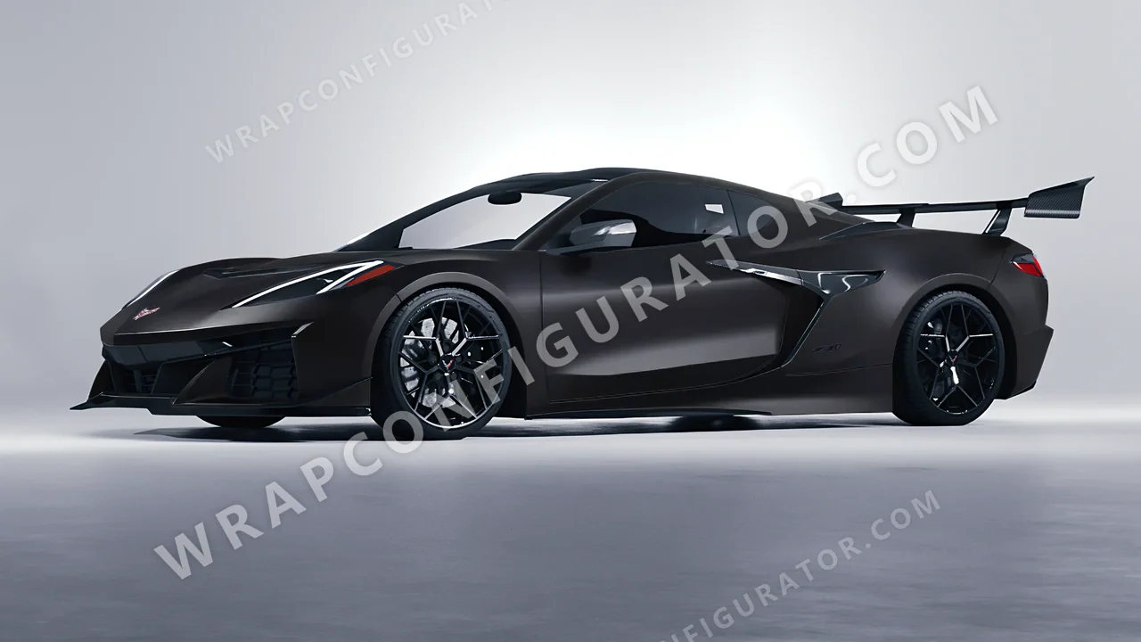 Black Chevrolet Corvette ZR1 2025 wrapped in 3M Matte Black M12