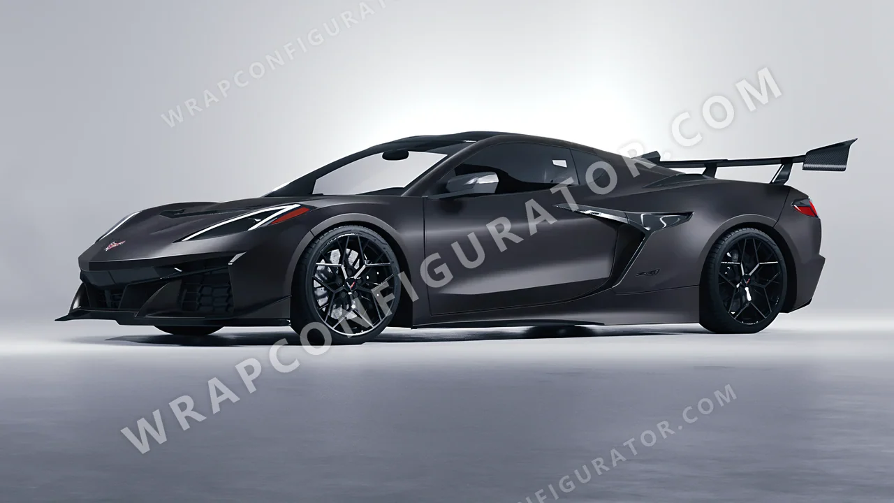 Black Chevrolet Corvette ZR1 2025 wrapped in 3M Matte Black Metallic M212