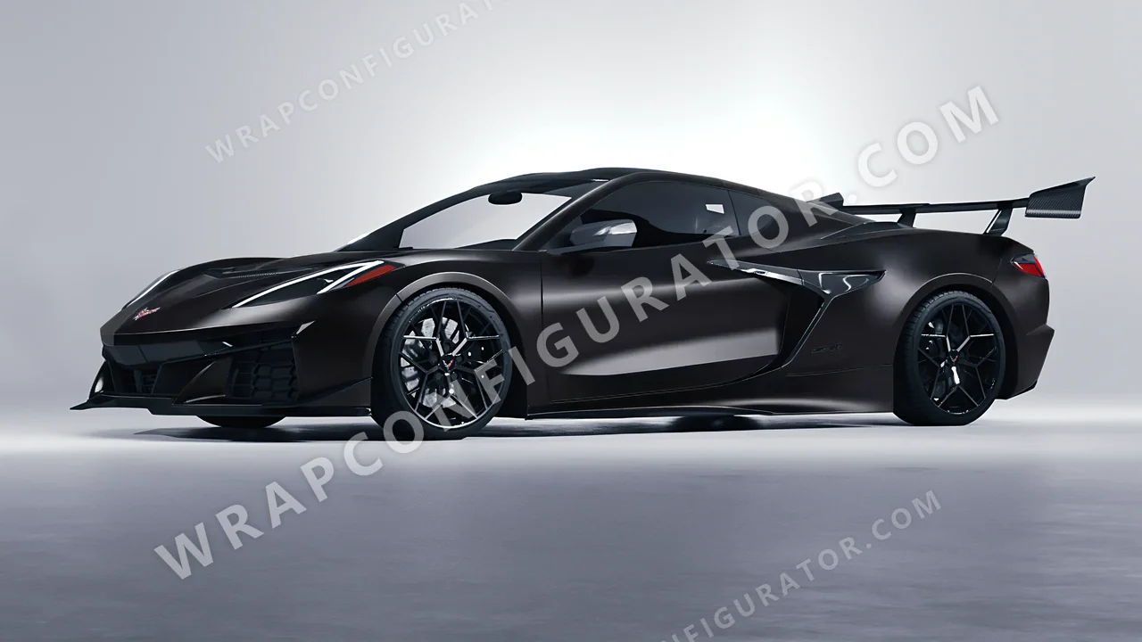 Black Chevrolet Corvette ZR1 2025 wrapped in 3M Satin Black S12