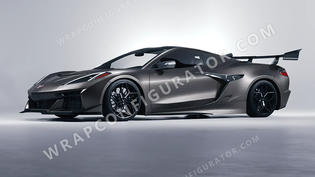 Black Chevrolet Corvette ZR1 2025 wrapped in Avery Dennison Black Rock Grey SW900-823-M