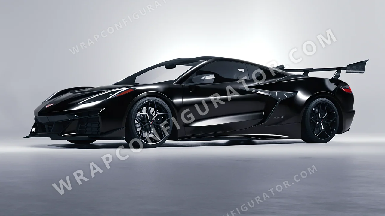 Black Chevrolet Corvette ZR1 2025 wrapped in Avery Dennison Black SW900-190-O