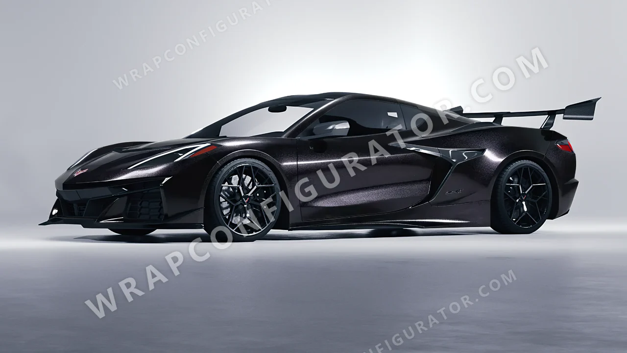 Black Chevrolet Corvette ZR1 2025 wrapped in Avery Dennison Mystery Black SW900-184-M