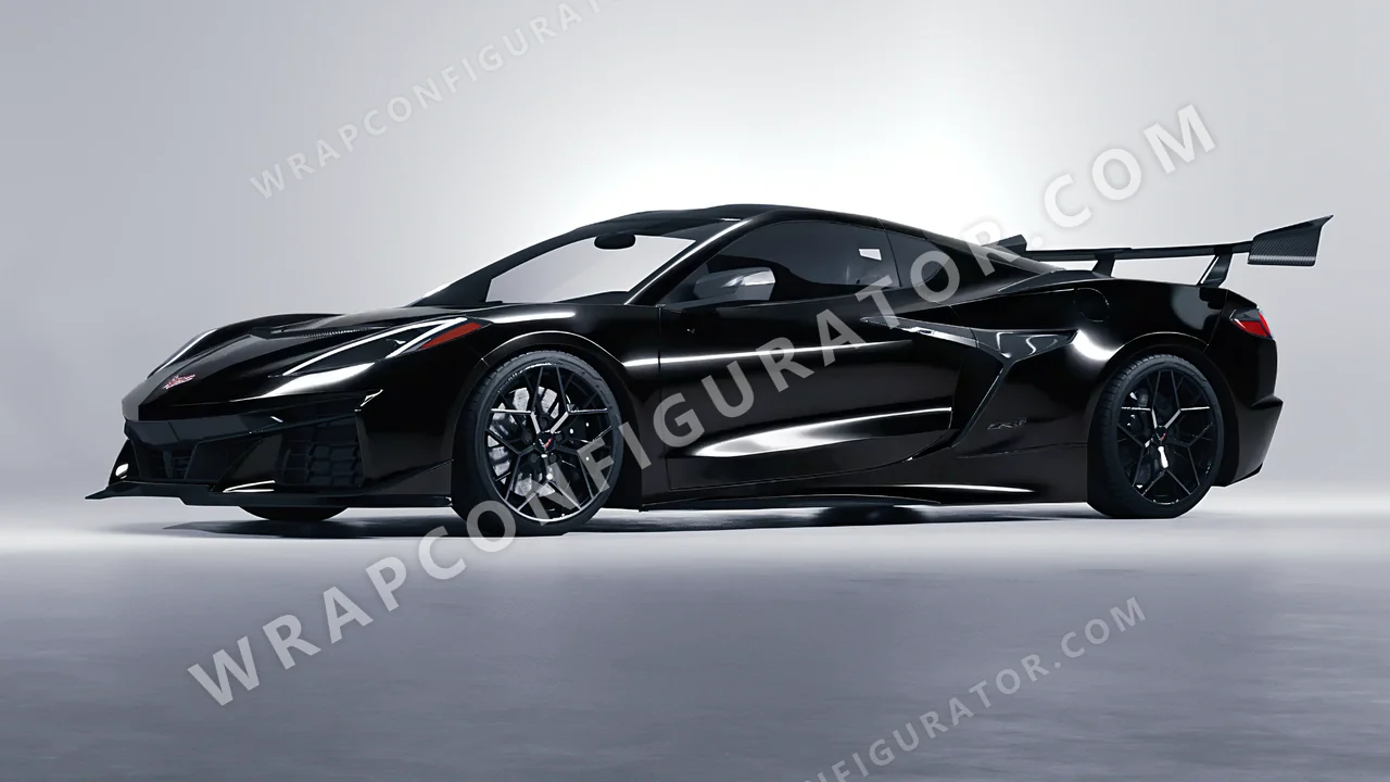 Black Chevrolet Corvette ZR1 2025 wrapped in Avery Dennison Obsidian Black SW900-191-O