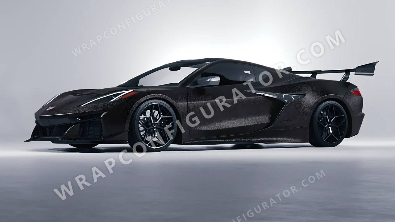 Black Chevrolet Corvette ZR1 2025 wrapped in Avery Dennison Rugged Onyx Black SW900-182-X