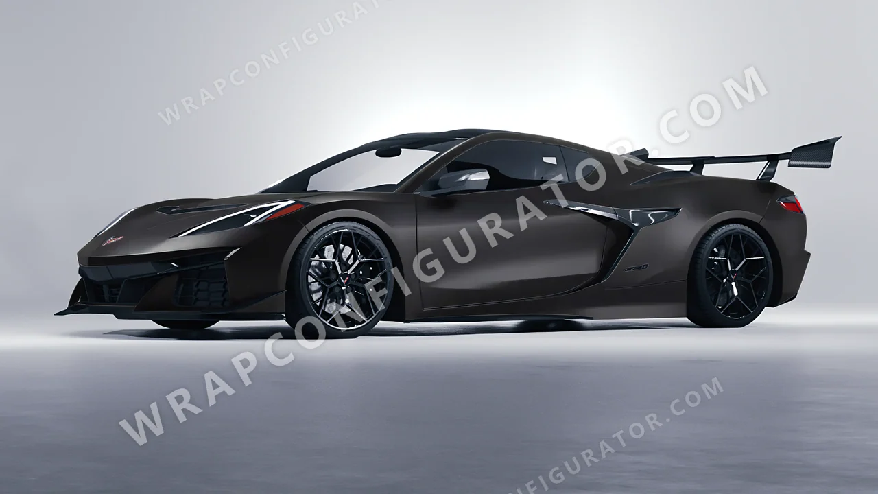 Black Chevrolet Corvette ZR1 2025 wrapped in KPMF Absolute Matt Perfect Black K75810