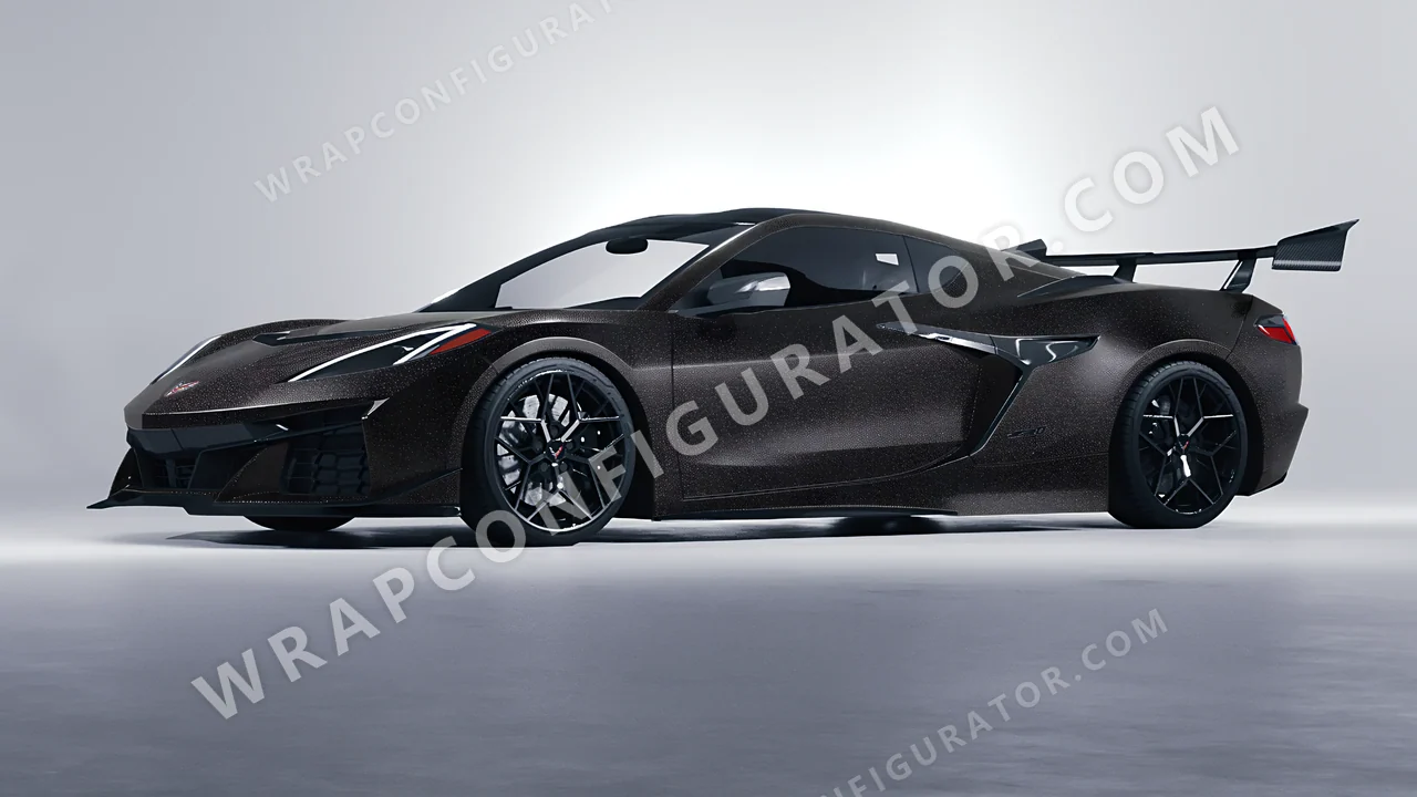Black Chevrolet Corvette ZR1 2025 wrapped in KPMF Black Matt K89021