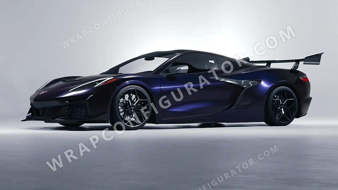 Black Chevrolet Corvette ZR1 2025 wrapped in KPMF Blue Black Iridescent K75469