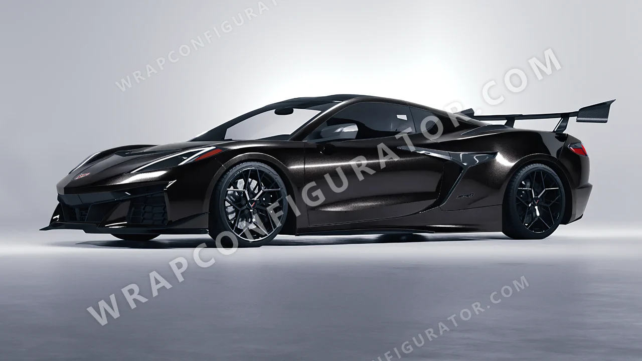 Black Chevrolet Corvette ZR1 2025 wrapped in KPMF Magnetic Black K75440