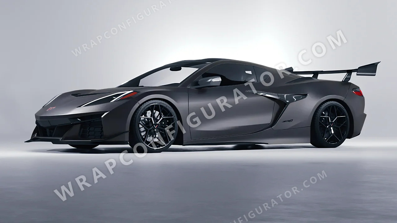 Black Chevrolet Corvette ZR1 2025 wrapped in KPMF Matt Magnetic Black K75551
