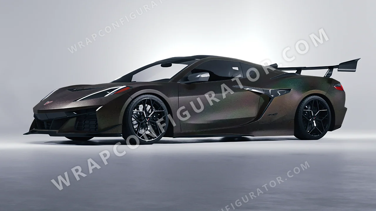 Black Chevrolet Corvette ZR1 2025 wrapped in KPMF Matt Morpheus Black Starlight K75571